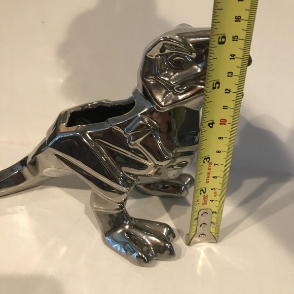 Chrome Dinosaur Trex Tyrannosaurus Rex Planter Pot - Picture 9 of 10